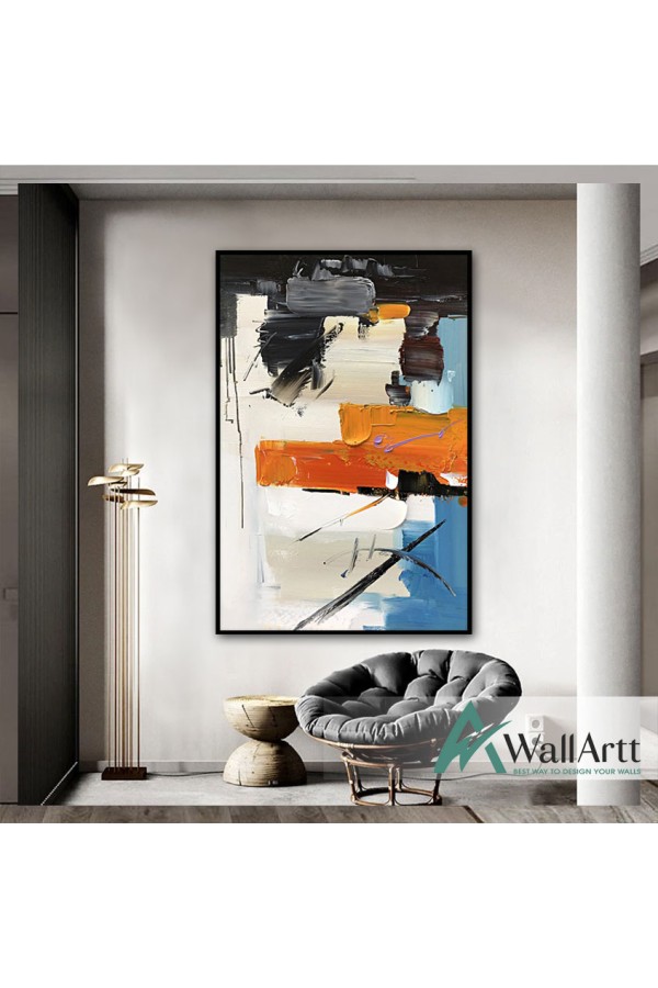 Black n Orange II 3D Heavy Textured Partial Oil Painting